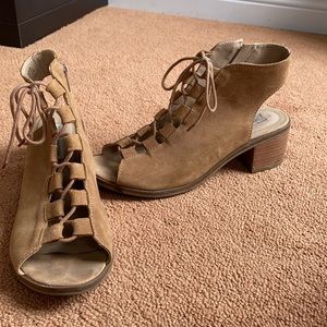 Steve Madden Suede Block Heels Lace Up Front